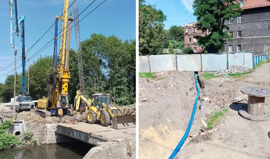 Przebudowa mostów nad rzeką Bytomką. Postęp prac przy ul. Trębackiej i Jagiellońskiej