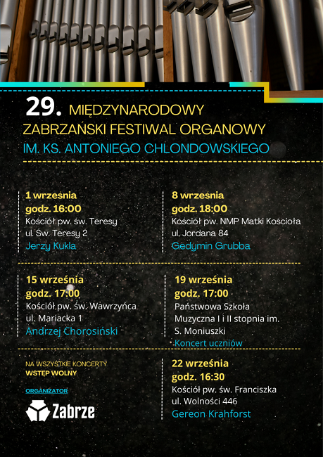 Przed nami kolejny koncert 29. Międzynarodowego Zabrzańskiego Festiwalu Organowego