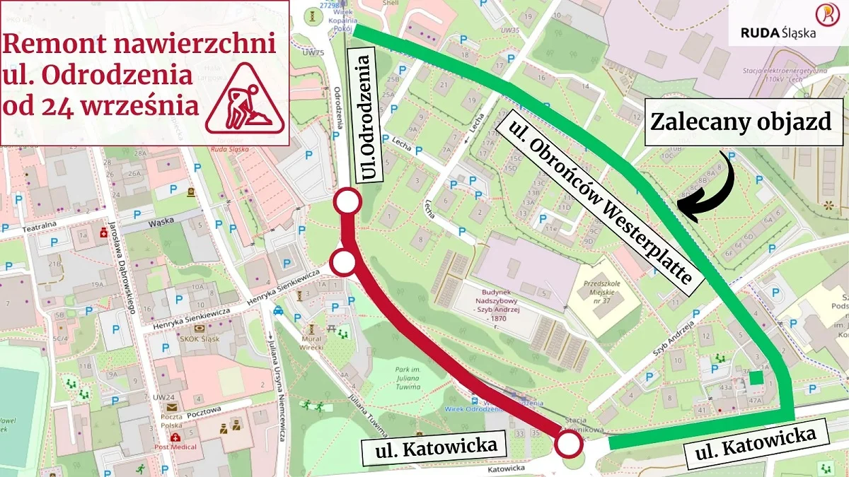 Uwaga kierowcy! Remont ul. Odrodzenia w Rudzie Śląskiej