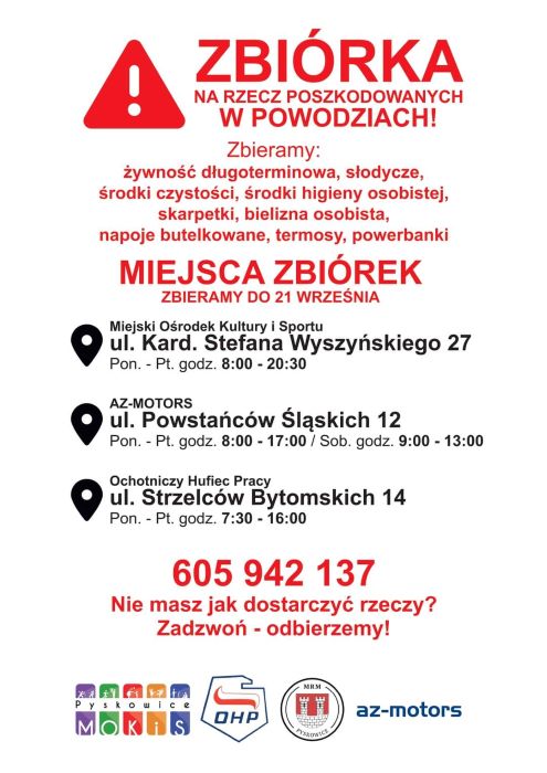 W Pyskowicach ruszyła zbiórka na rzecz poszkodowanych w powodziach!