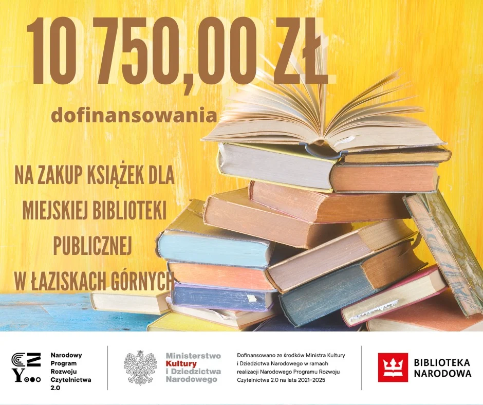 Miejska Biblioteka Publiczna w Łaziskach Górnych otrzymała 10,750 zł dofinansowania!