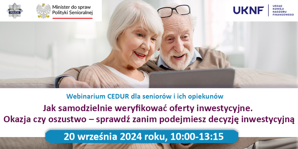 Webinarium dla seniorów: Jak bezpiecznie ocenić oferty inwestycyjne?
