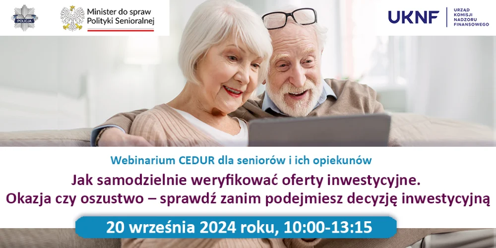 Webinarium dla seniorów: Jak bezpiecznie ocenić oferty inwestycyjne?