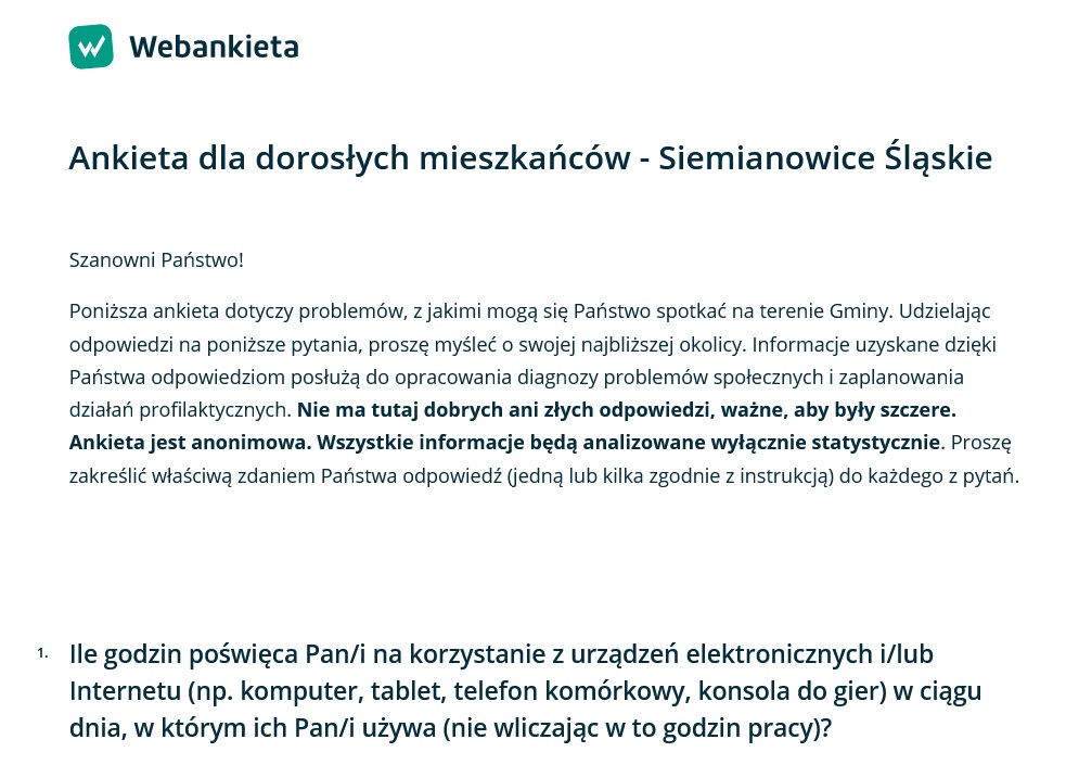 Diagnoza lokalnych zagrożeń społecznych w Siemianowicach Śląskich - ANIEKTA