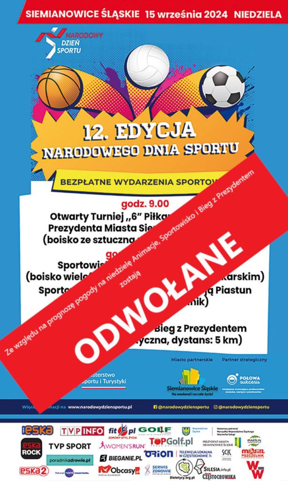 Rodzinny Piknik Sportowy w ramach Narodowego Dnia Sportu – ODWOŁANY