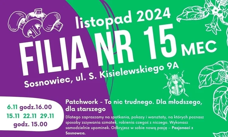 Listopadowe spotkania i warsztaty w Filii MBP nr 15. Sprawdźcie harmonogram!