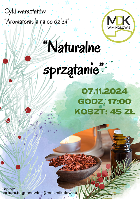 Warsztaty aromaterapii w Mikołowie – naturalne sprzątanie i świąteczne zapachy