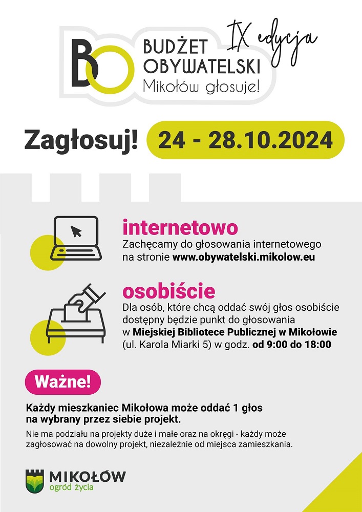 Głosowanie w Budżecie Obywatelskim Mikołowa już trwa!