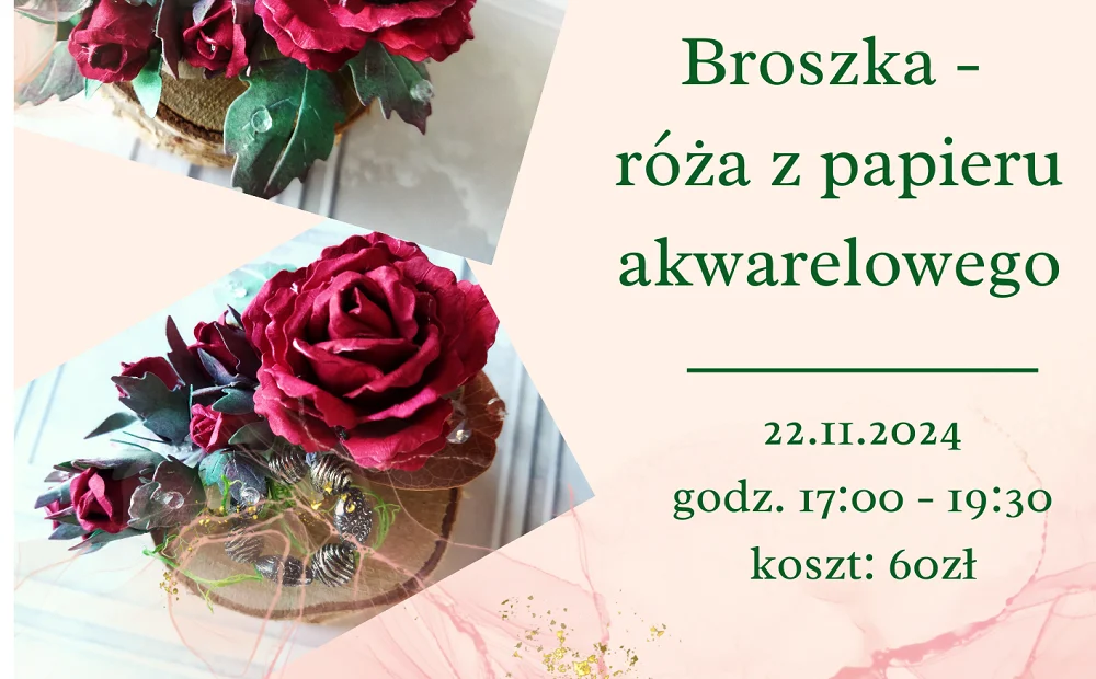 Warsztaty scrapbookingowe w Mikołowie - broszka w kształcie róży