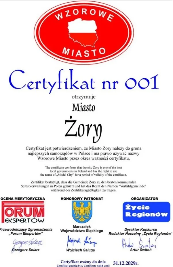 Żory z tytułem „Wzorowego Miasta 2024”!