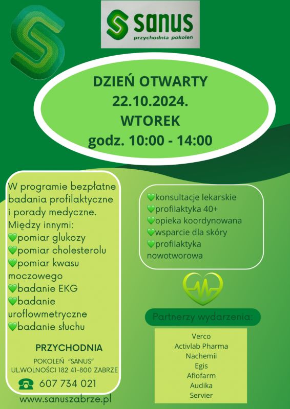Bezpłatne badania i porady specjalistów – dzień otwarty w przychodni SANUS