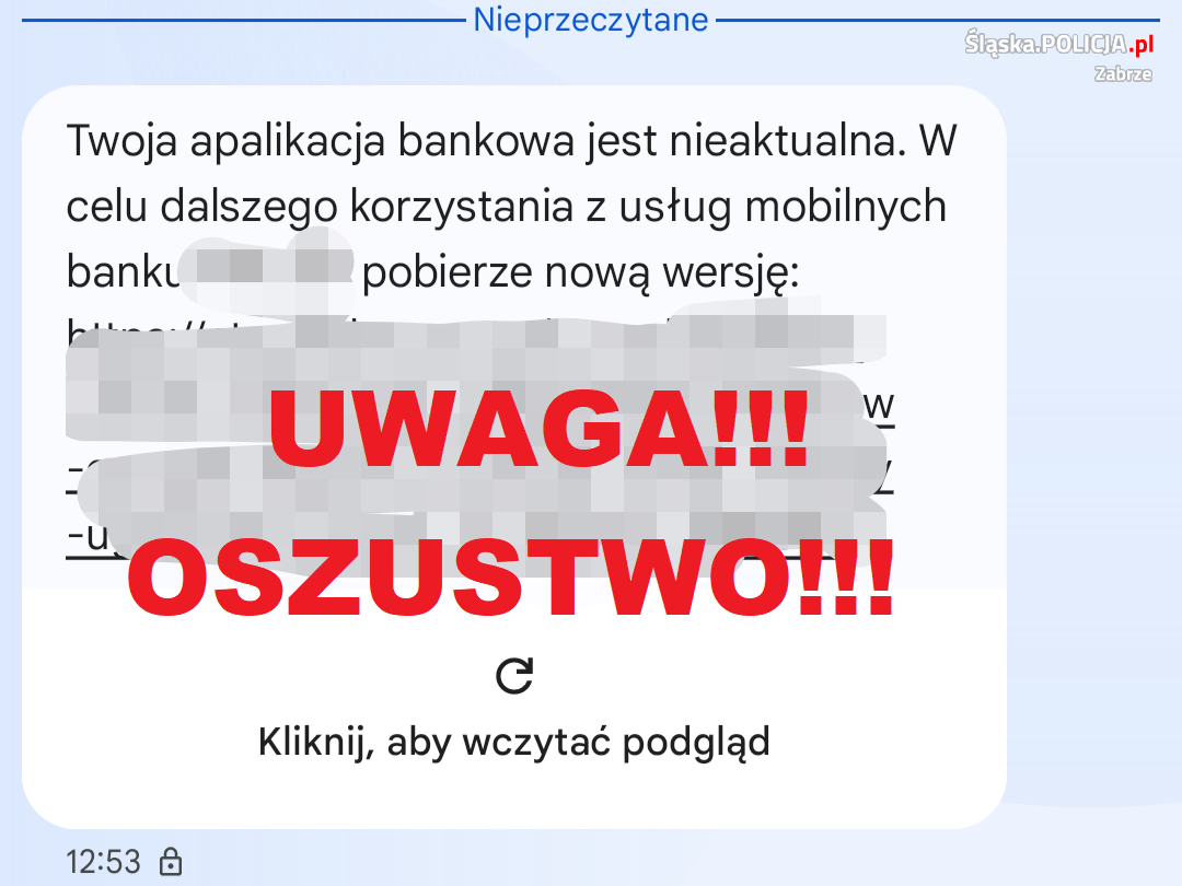 Mieszkanka Zabrza oszukana przez SMS z linkiem aktywacyjnym. Straciła 2000 złotych!