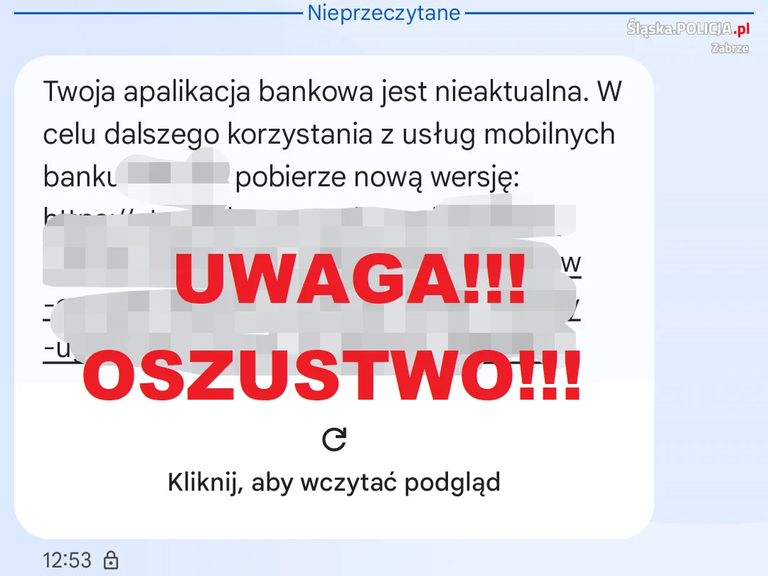 Mieszkanka Zabrza oszukana przez SMS z linkiem aktywacyjnym. Straciła 2000 złotych!