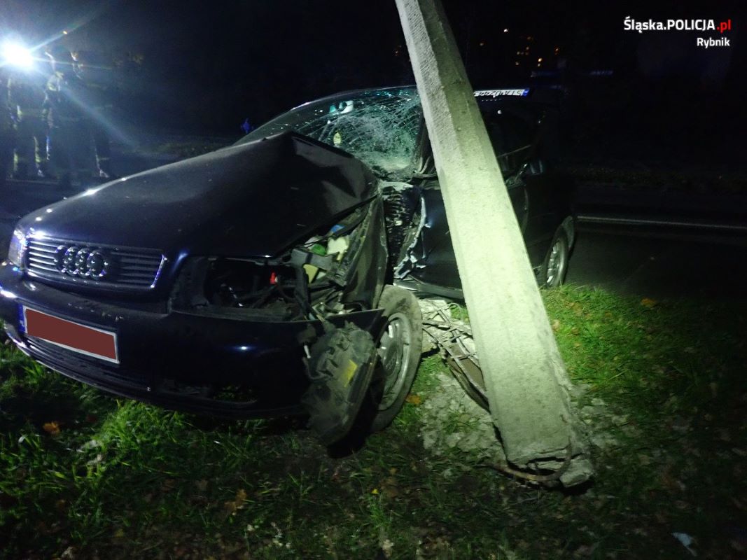 Nadmierna prędkość w Rybniku – 18-latek w szpitalu po groźnym wypadku