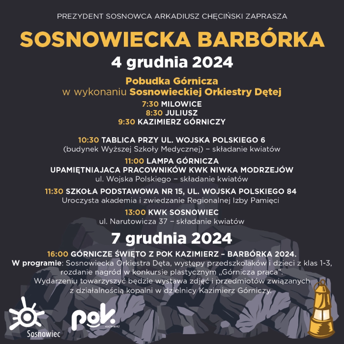 Barbórkowe uroczystości w Sosnowcu. Sprawdźcie harmonogram