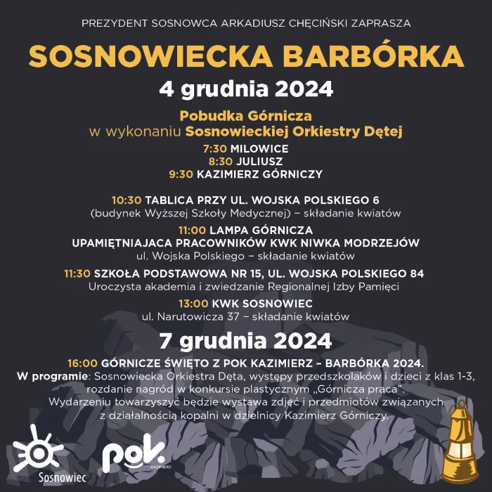 Barbórkowe uroczystości w Sosnowcu. Sprawdźcie harmonogram