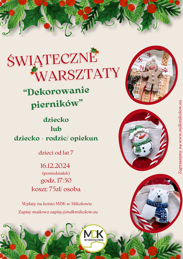 Piernikowe warsztaty świąteczne w MDK Mikołów