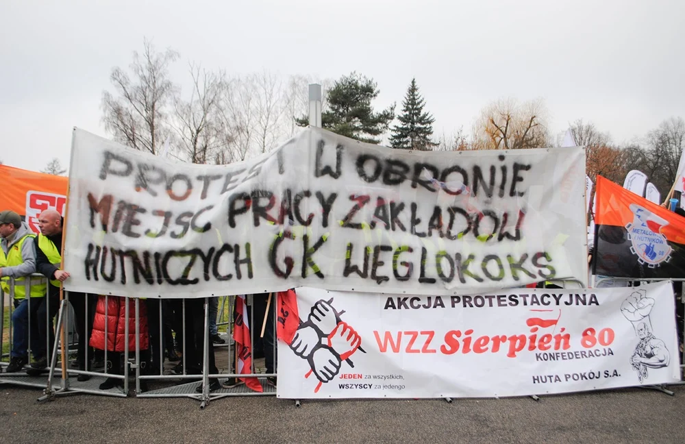 Protest hutników podczas konwencji KO 13