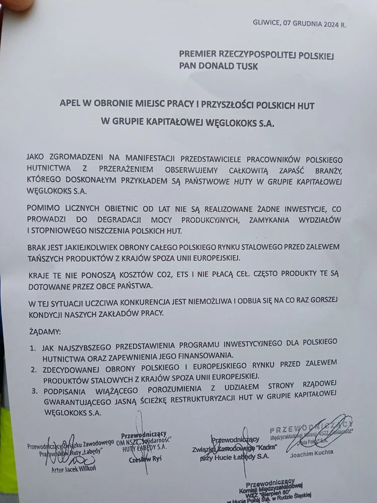 Protest hutników podczas konwencji KO 16