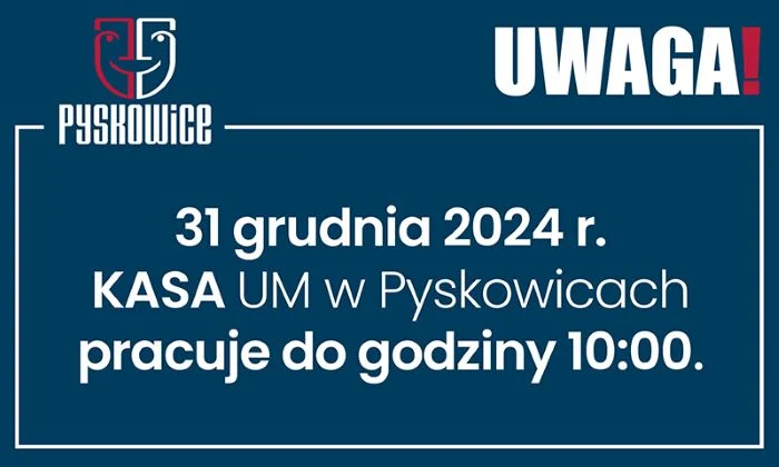 Uwaga! W Sylwestra kasa urzędu pracuje krócej