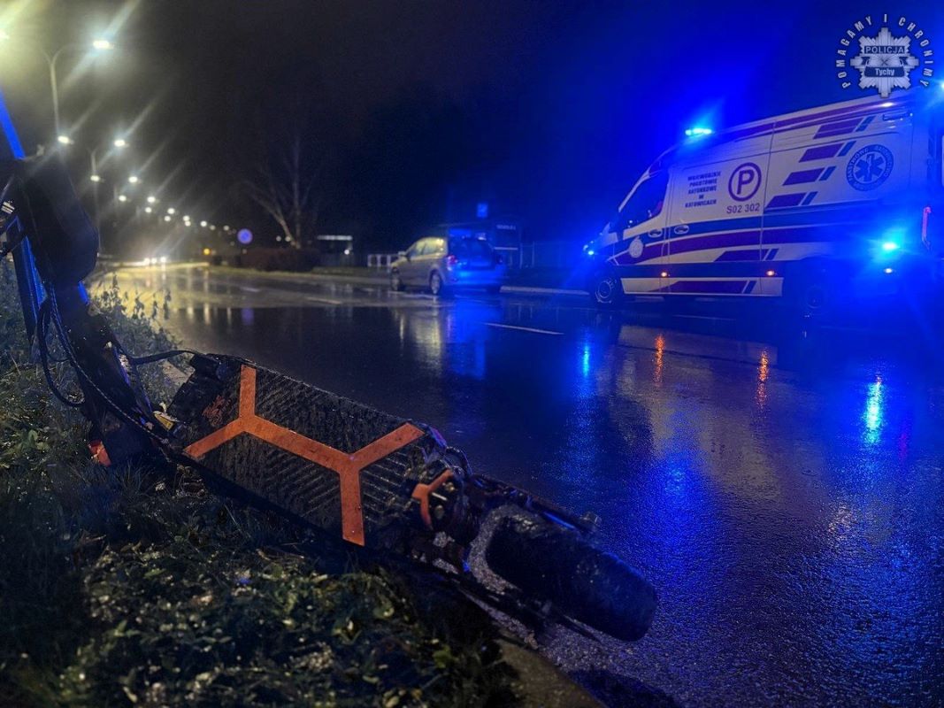 Wypadek w Tychach: potrącenie kierującego hulajnogą elektryczną