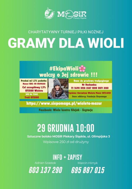 Zagraj w piłkę, pomóż Wioli! – charytatywny turniej piłki nożnej