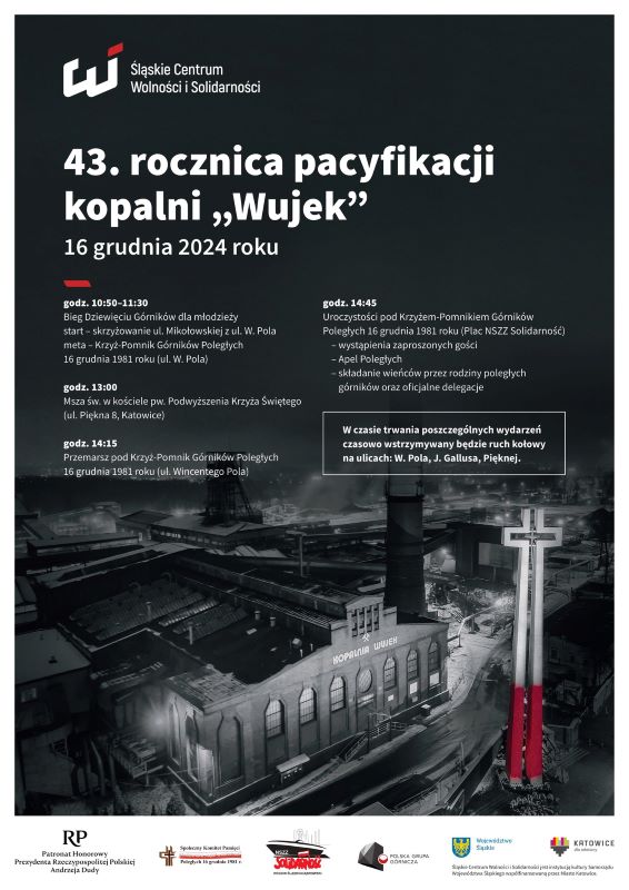 43. rocznica pacyfikacji kopalni „Wujek” – program uroczystości