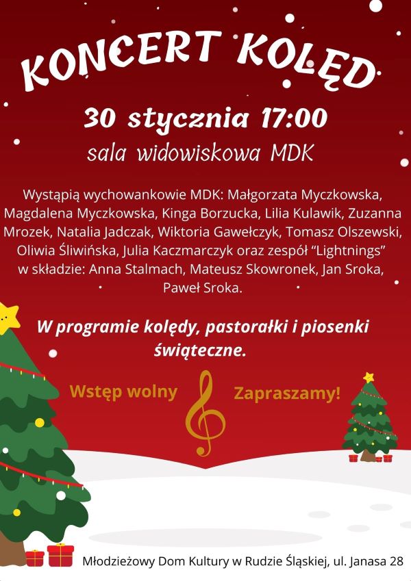 Młodzieżowy Dom Kultury zaprasza na koncert kolęd!