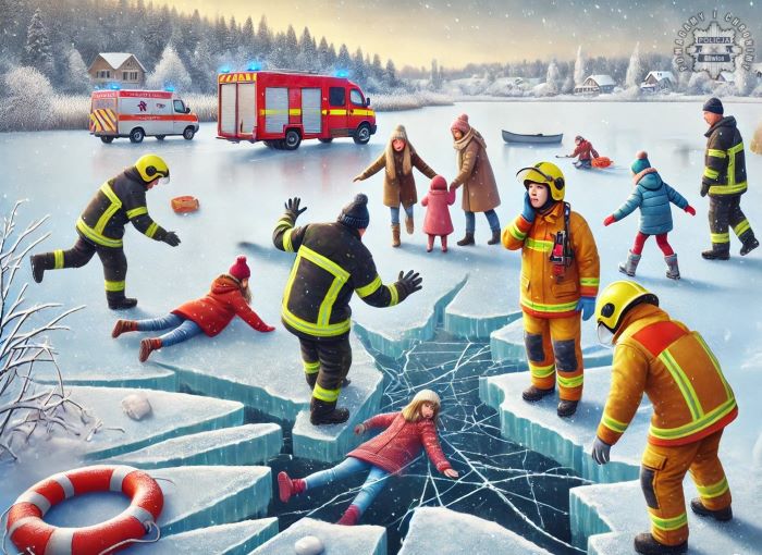 Niebezpieczne zabawy na zamarzniętym stawie „Szachta". Kontrolujmy, gdzie bawią się dzieci