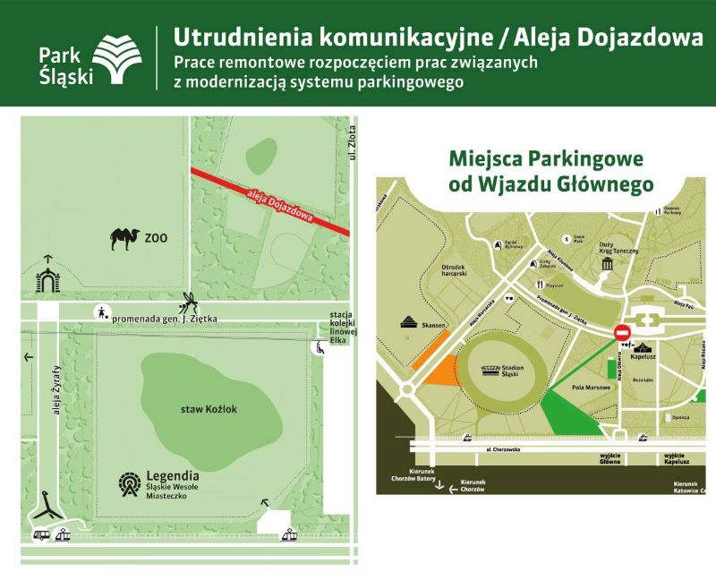 Aleja Dojazdowa w Parku Śląskim zamknięta do 20 stycznia