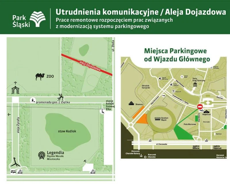 Aleja Dojazdowa w Parku Śląskim zamknięta do 20 stycznia