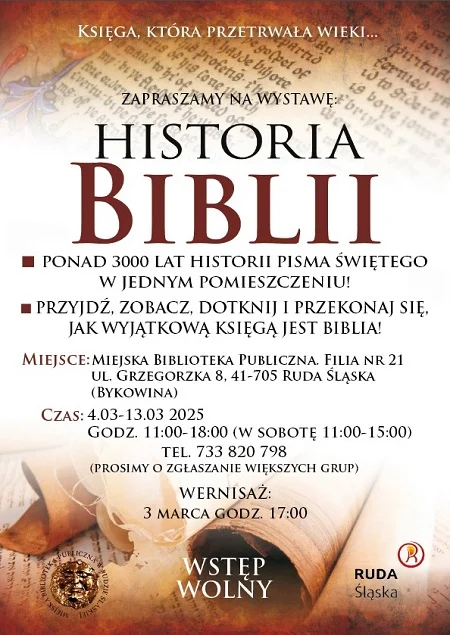 „Historia Biblii” – wyjątkowa wystawa w Rudzie Śląskiej już w marcu