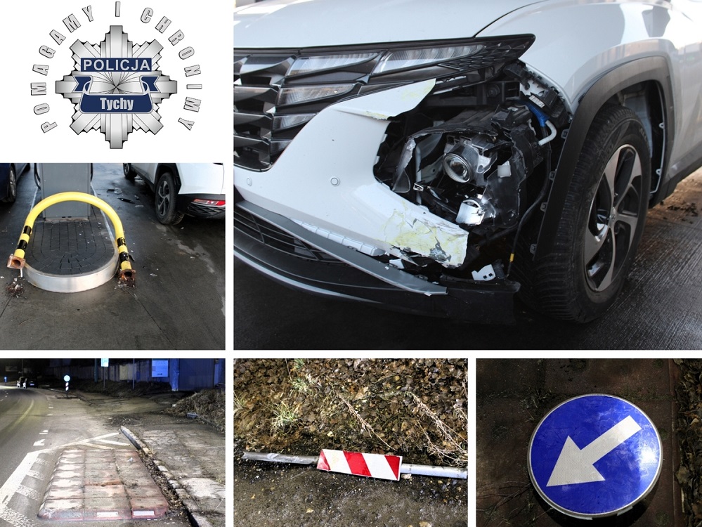 Pijany 57-latek za kierownicą – uszkodził znak i dystrybutor paliwa w Tychach