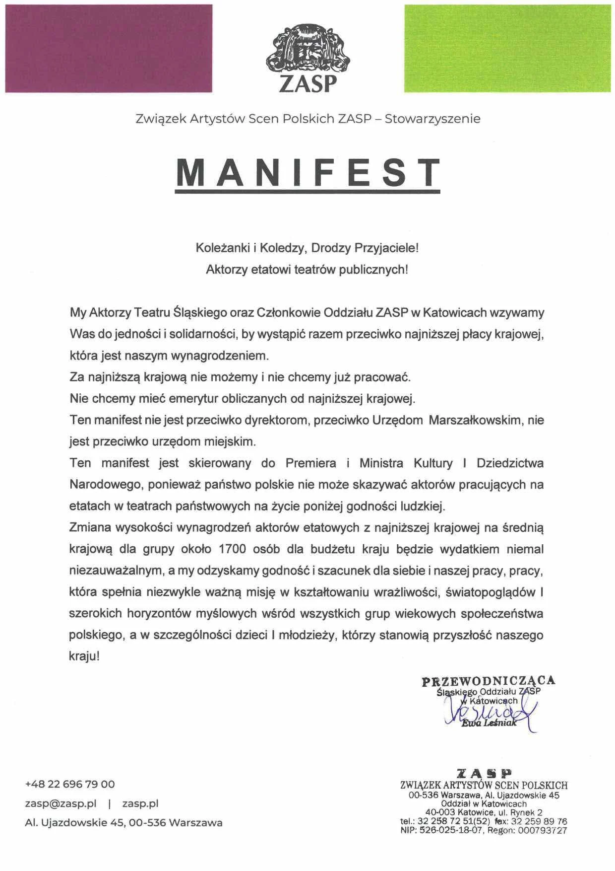 Aktorzy protestują. Nie chcą zarabiać najniższej krajowej! [MANIFEST]