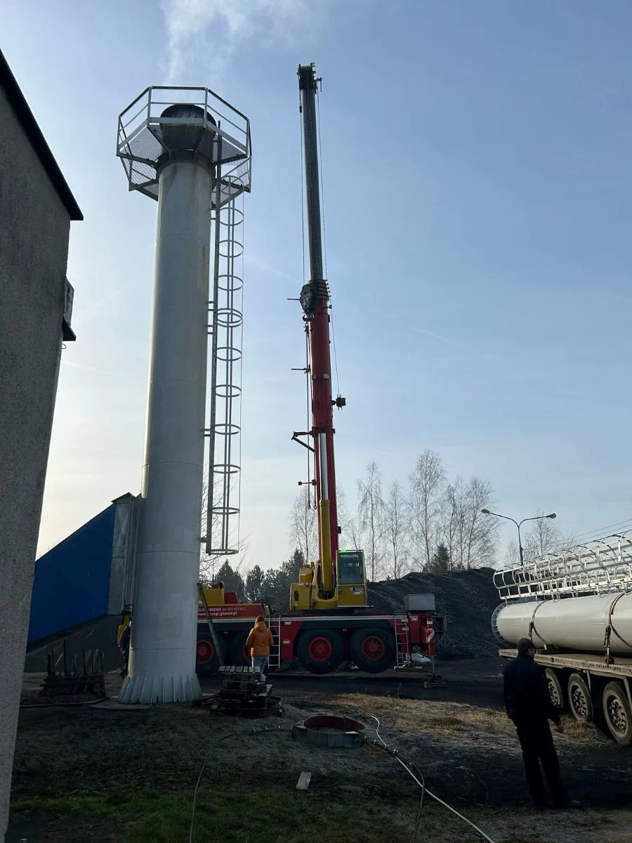 Nowy komin w zakładzie Ciepło Pyskowice: bezpieczeństwo na pierwszym miejscu