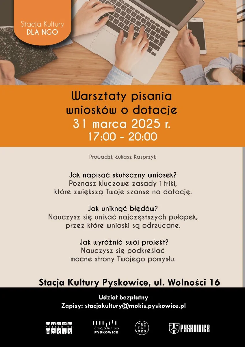 Przed nami warsztaty pisania wniosków o dotacje. Sprawdźcie szczegóły