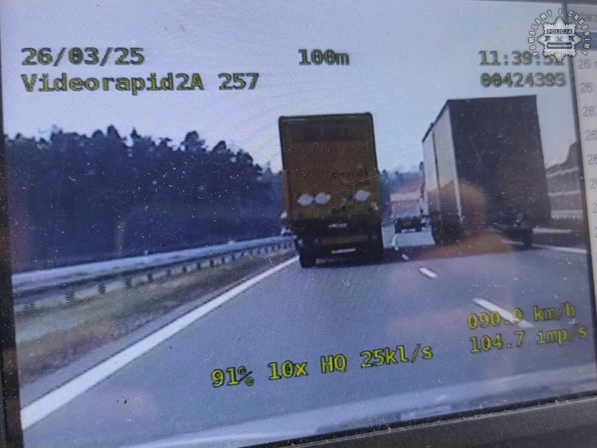 Wyprzedzanie ciężarówek na A1: dwa mandaty, apel policji o rozsądek