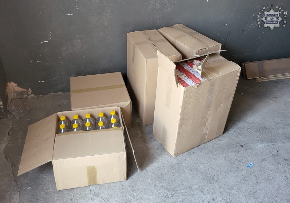 Mundurowi z Sosnowca przejęli papierosy i alkohol bez akcyzy o wartości 45 tysięcy złotych