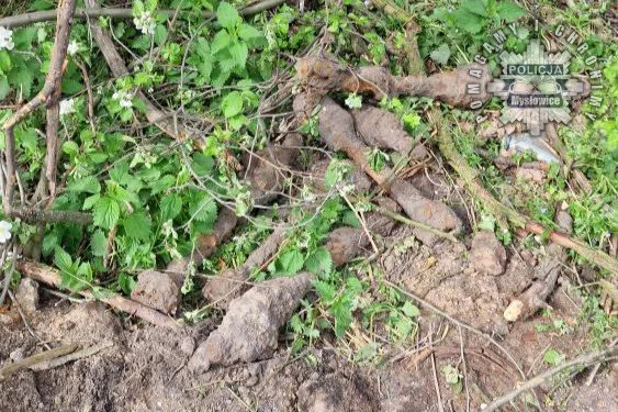 8 pocisków z czasów II Wojny Światowej znalezionych w Mysłowicach