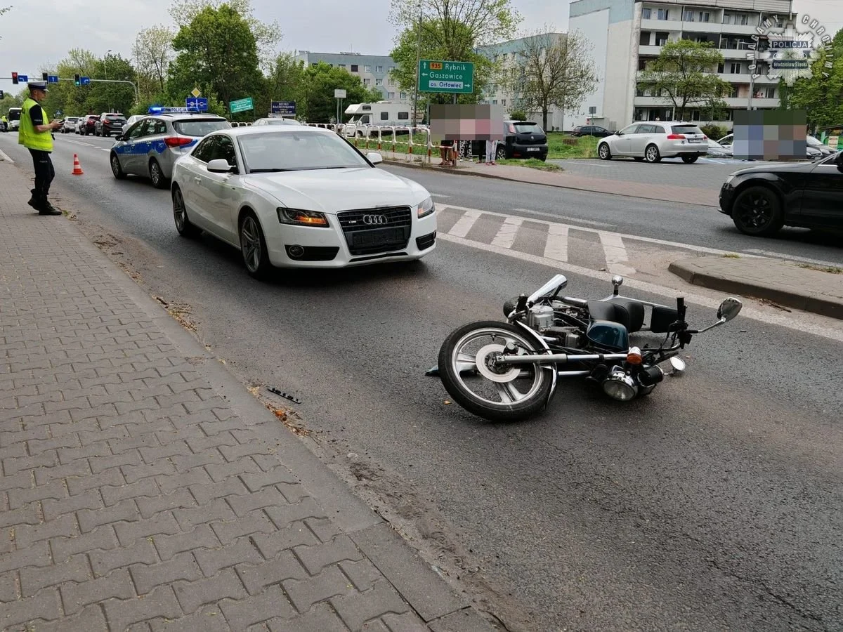 Rydułtowy: Motocyklista poszkodowany, kolejna stłuczka chwilę później