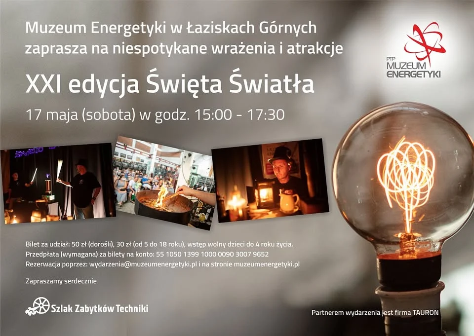 XXI Święto Światła już 17 maja w Muzeum Energetyki! Sprawdźcie szczegóły