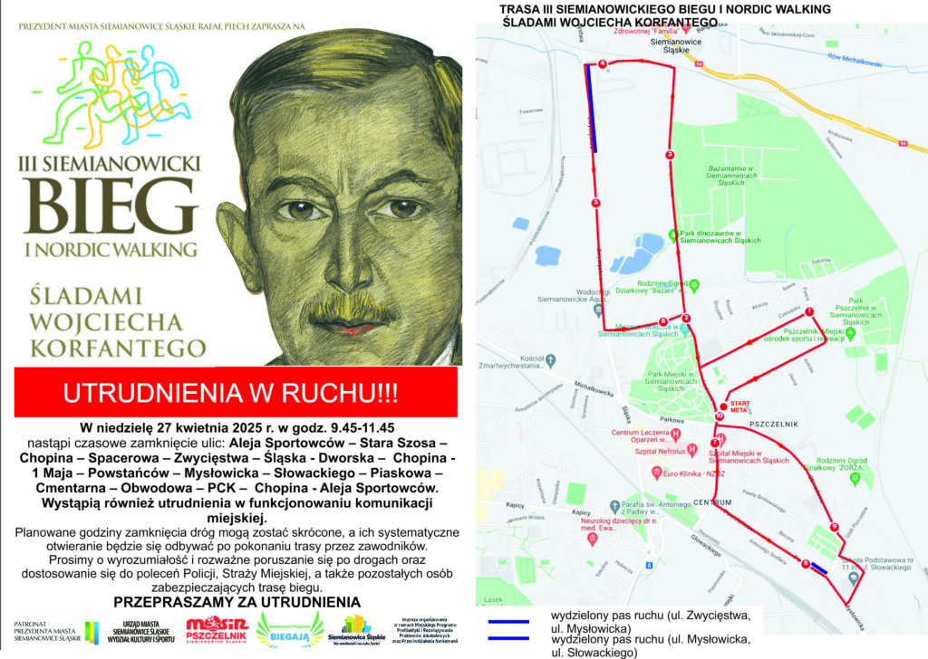 Utrudnienia drogowe podczas III Siemianowickiego Biegu "Śladami Korfantego'