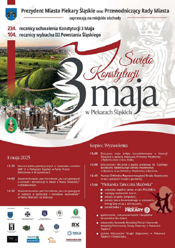 Piekary Śląskie zapraszają na 234. rocznicę uchwalenia Konstytucji 3 Maja