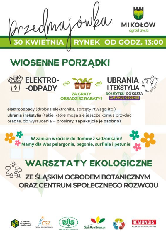 Ekologiczna Przedmajówka w Mikołowie. Sadzonki za elektrośmieci i koncert na Rynku