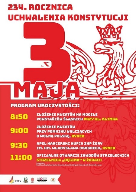 Obchody Święta Konstytucji 3 Maja w Żorach – sprawdź program