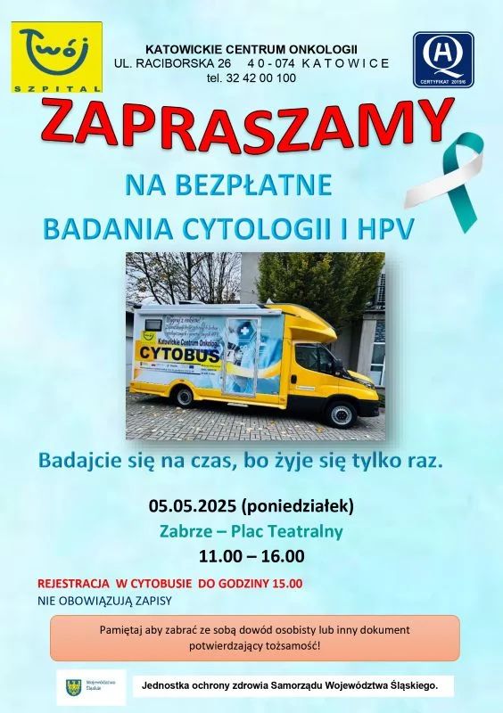 Dbaj o zdrowie – skorzystaj z darmowych badań w Cytobusie 5 maja!