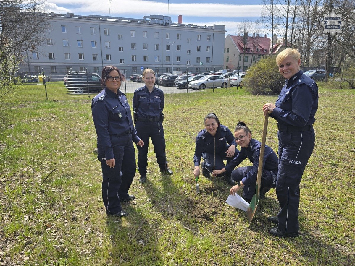 Chorzowskie policjantki posadziły drzewa z okazji Stulecia Kobiet w Policji