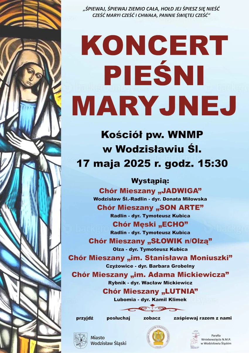 Koncert Pieśni Maryjnej w Wodzisławiu Śląskim - 7 chórów na jednym scenie