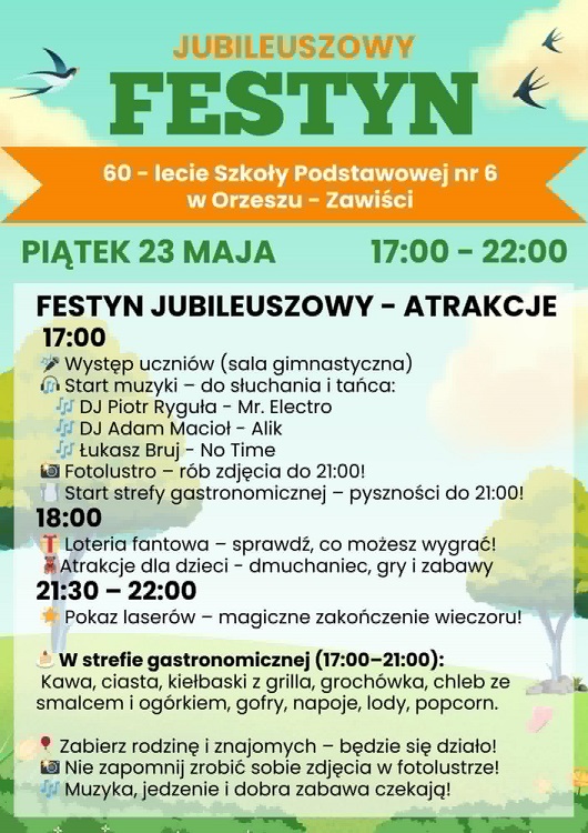 Orzesze-Zawiść świętuje 60 lat SP nr 6 – nie przegap jubileuszowego festynu