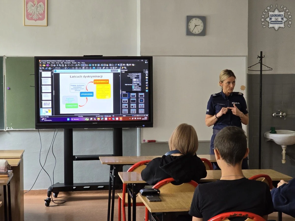 Policjanci ze Świętochłowic spotkali się z uczniami, by rozmawiać o hejcie i cyberprzemocy